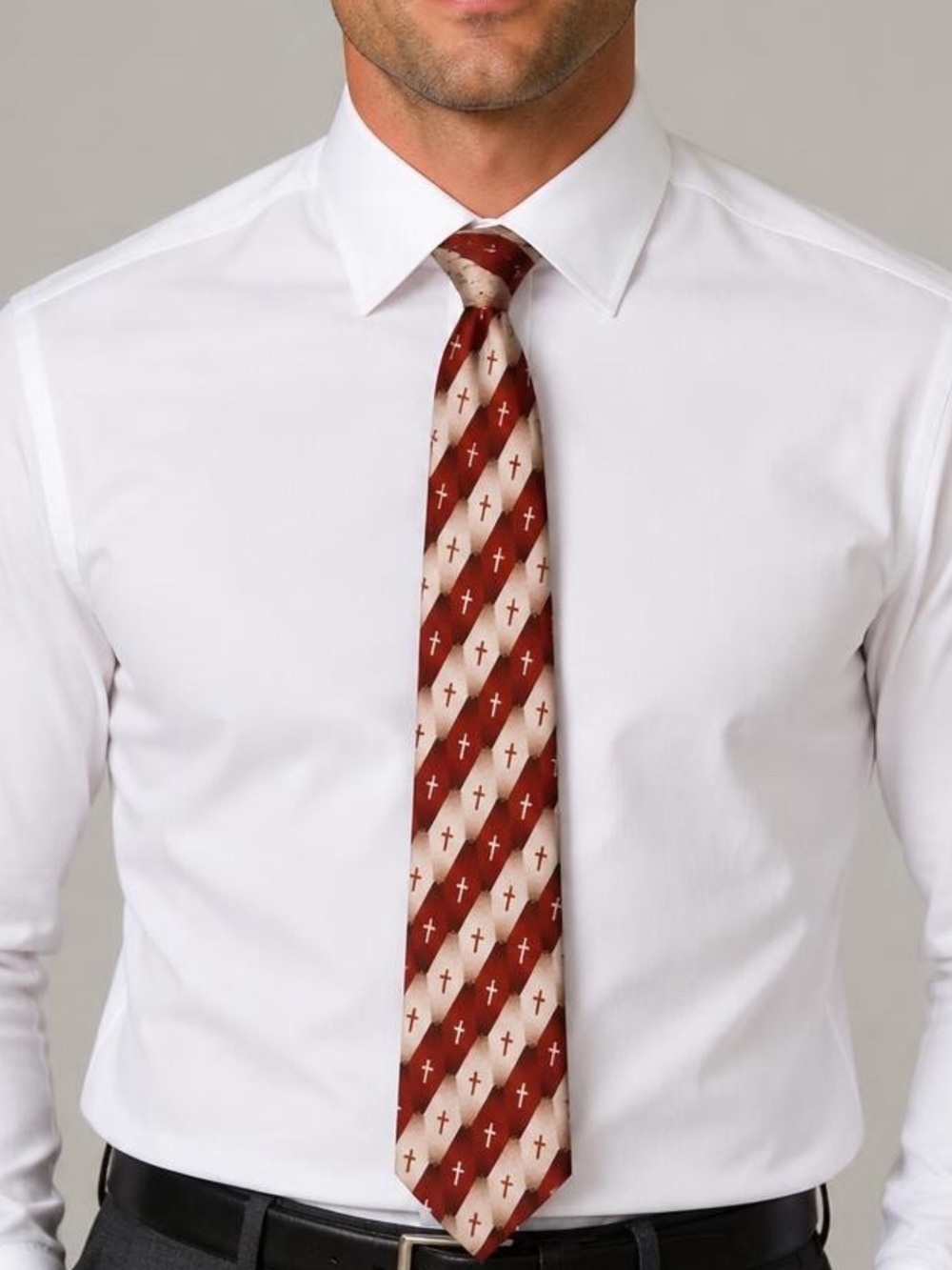Eagles Wings Inspirational Tie Gradient Cross Pattern Burgundy Pastor Minister